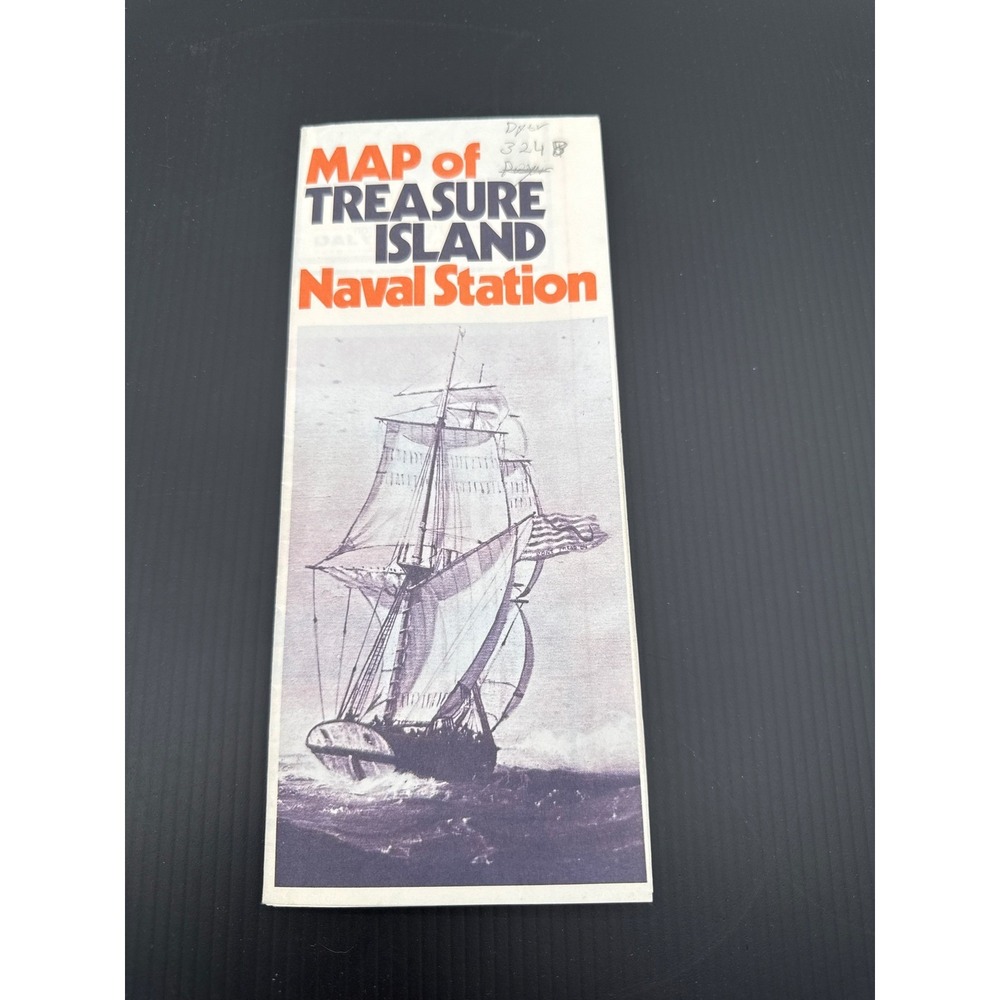 Vintage Treasure Island Naval Station Map San Francisco Bay Military Ephemera